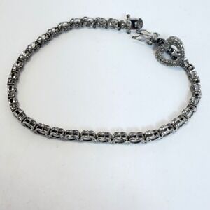 Sterling Silver 925 S-Link Heart Tennis Bracelet 7.5 Inch 11.18g China